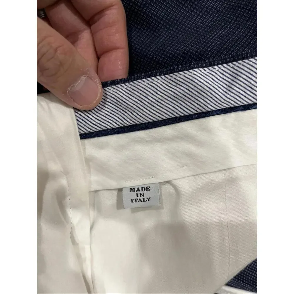 LUIGI BIANCHI MANTOVA LBM MENS DRESS PANTS 38x27 BLUE PATTERN MADE IN ITALY VGC!